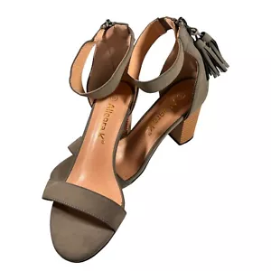 WOMENS ALLEGRA K GRAY STRAPPY SUEDE HEELS Size 8 - Picture 1 of 6