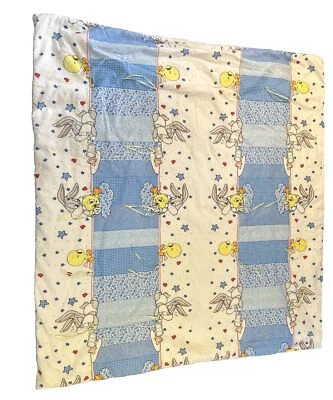 Vintage Looney Tunes 1998 Baby Blanket Bugs Bunny Tweety Bird Neater 43.5”X41 - Image 1 of 4