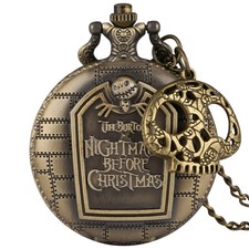 Vintage Quartz Pocket Watches Train Full Hunter Chain Skull Hollow Accessories