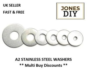 M10 PENNY WASHERS A2 STAINLESS STEEL MUDGUARD WASHER REPAIR FOR BOLTS SCREWS - Picture 1 of 3