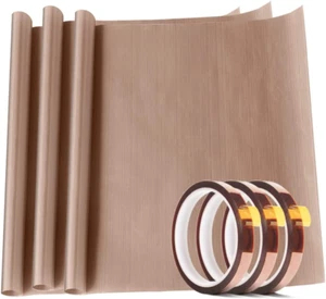 3 Pack PTFE Teflon Sheet 12 X 16" and 3 Rolls 10Mm X 33M Heat Resistant Sublimat - Picture 1 of 7