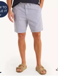 NAUTICA Men's Blue and White "Clipper" Striped Relax fit Short PANTS Size 32 - Picture 1 of 7