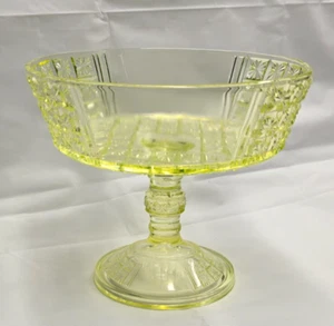 Antique Uranium Glass EAPG Richard’s & Hartley Vaseline 2 panel Late 1800s - Picture 1 of 10