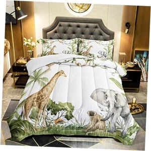Elephant Giraffe Monkeys Comforter Size,Wild Animals Kids Full Wild Animal 5 - Picture 1 of 7