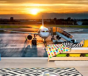 3D Airport Plane G1009 Transport Wallpaper Mural Self-adhesive Removable Honey - Picture 1 of 8