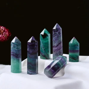 Natural Rainbow Fluorite Quartz Crystal Point Wand Healing Stone Obelisk Tower - Picture 1 of 15
