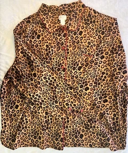 Sleep Sense Leopard Print Red Satin Trim Pajama Top Sz 3X NWOT - Picture 1 of 4
