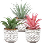 Nisoger Artificial Plants in Pot, Set of 3 Faux Succulents Plants in Ceramic