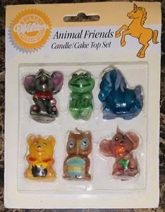 Juego de 6 velas de cumpleaños Wilton Animal Friends vintage con tapa de pastel nuevas selladas 1990 - Imagen 1 de 1