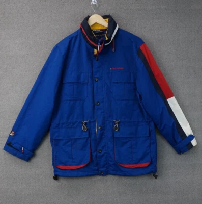 Vintage Tommy Hilfiger Water Stop Full Zip Jacket Tuck Away Hood Mens Size Large - Image 1 of 4