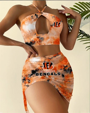 Cincinnati Bengals Swimsuit Cutout Criss Cross Bathing Suit Crossover Swimdress Cover