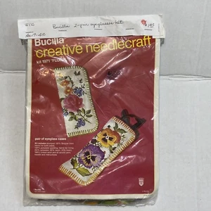 Bucilla Creative Needlecraft Kit 1971 Floral Pair of Eyeglass Cases VTG Glasses  - Picture 1 of 5