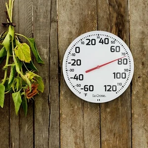 Large Outdoor Indoor Thermometer Easy Read Analog Display Weather Resistant - Picture 1 of 5