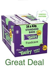 Cadbury Twirl Mint Limited Edition Chocolate 24 x 43g BARS BEST BEFORE 16/05/24