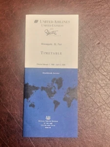 United Airlines Minneapolis St. Paul Timetable 1996 - Picture 1 of 3