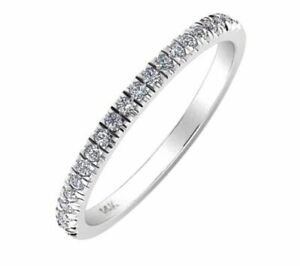 Diamond Wedding Band Ring 0.26 Ct Round Cut 14K White Gold Micropave Anniversary