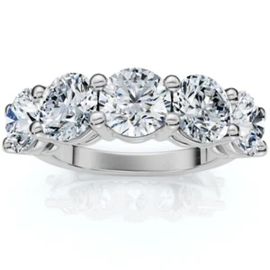 1 - 6.50Ct Diamond Wedding Ring Five Stone Anniversary Band 14k Gold Lab Grown - Picture 1 of 7