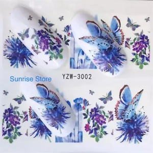 Nail Art Wassertransfer Aufkleber Schmetterling Tinte Blume Blumen Aufkleber Maniküre - Bild 1 von 5