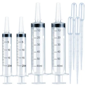4 Pack Large Syringes for Liquid, 20ml & 60ml Plastic Syringe for Measuring, Lip - Picture 1 of 6