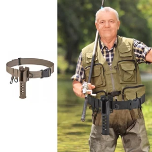 Brown Fishing Waist Belt Rod Holder Nylon Adjustable Fish Pole Holder Belt - Picture 1 of 10