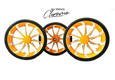 SPYDER (3) 18" JUJU ORANGE CONTRAST TORNADO WHEELS 09-12 CAN-AM SPYDER ROADSTER Foto 1 de 4