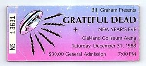 Grateful Dead Concert Ticket Stub December 31 1988 Oakland California - Picture 1 of 2