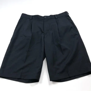 Nike Golf 32 (Fit 32W) No Stretch Polyester Flat Chino 11" Shorts Black MINT - Picture 1 of 10