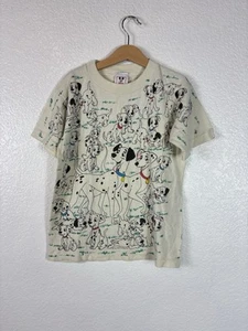 VINTAGE Disney Kids Youth Size Medium 101 Dalmatians All Over Print T-Shirt - Picture 1 of 11