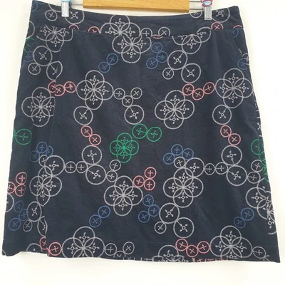 Falda blanca Stuff para mujer Reino Unido 14 azul marino bordada melodía pana línea A mini Foto 1 de 4