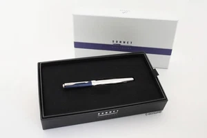 Pluma estilográfica Parker Sonnet Gift Edition azul plata 18 quilates M pluma estilográfica relleno de cartucho - Imagen 1 de 6