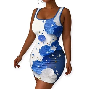 Bodycon-Kleid Damen mehrfarbig Blumenmuster ärmellos, elegant NEU  - Bild 1 von 3