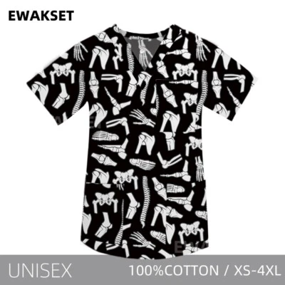 Woman man Medical Scrub Uniform Hospital Surgical Sets Cotton Tops Elastic Pants - Image 1 of 4