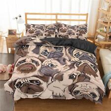 Cartoon Bulldog Pug Dogs Animals Quilt Duvet Cover Set Comforter Cover King Soft