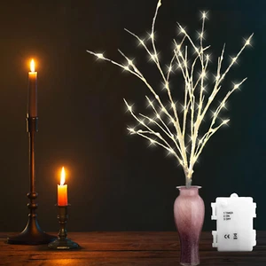 36" Lighted Birch Tree with 100 Warm White LEDs and Timer, Battery Operated - Picture 1 of 12
