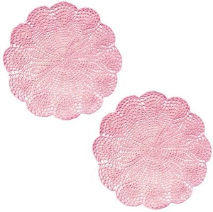 13in Round Flower Lace Doilies Coasters Kitchen Handmade Crochet Placemats 2PCS - Bild 1 von 49