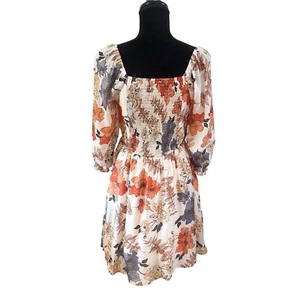 Hayden Multicolor Floral Smocked Blouson Dress Size M Full Sleeves Pockets - Picture 1 of 13