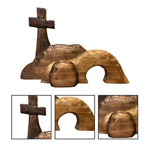 Easter Resurrection Scene Set The Empty Tomb Easter Scene and Cross,Wooden Jesus - Picture 1 of 12