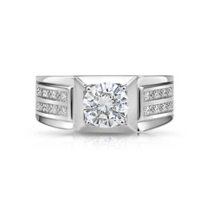 Anillo solitario de plata esterlina 925 sólido redondo brillante pavé boda banda meñique - Imagen 1 de 12