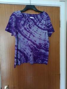 Papaya Purple Tie Dye V Neck T-shirt sz16 - Picture 1 of 7