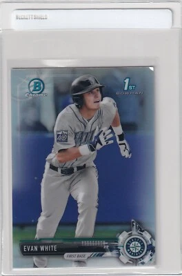 2017 BOWMAN CHROME 1ST RC REFRACTORS EVAN WHITE SEATTLE MARINERS DRAFT S691 - Image 1 of 2