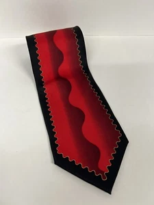 Forte Men's 100% Silk Necktie Abstract Red Black Multicolor EUC - Picture 1 of 7