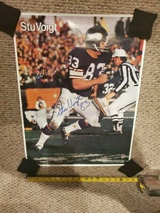 Póster autografiado vintage 1978 Minnesota Vikings Stu Voigt Marketcom SI 17x22 - Imagen 1 de 3