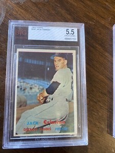 1957 Topps Baseball Card #297 Jack Crimian BVG 5.5
