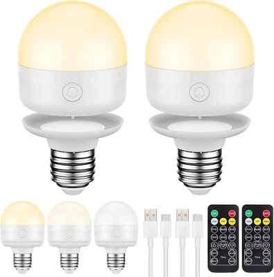 2Packs E26 Rechargeable Light Bulbs with Remote Control Timer and 700LM - Image 1 of 4