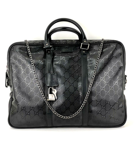 Gucci GG Imprime custodia nera rivestita tela monogramma attacco borsa Ebay Live