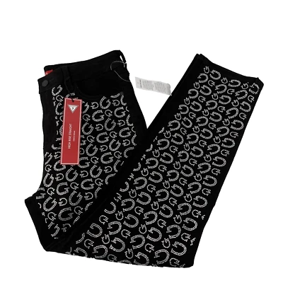 Pantalones de mezclilla para mujer Guess Girly G Stone calce ajustado tiro alto rectos negros talla 29x28 nuevos con etiquetas Foto 1 de 4