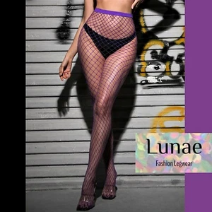 Netzstrumpfhose Medium-Netz LUNAE indigo lila dunkel UK Gr. 8/10/12/14 Y2K rave - Bild 1 von 2
