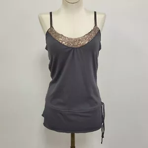 Ezra Fitch Abercrombie Vtg Y2K Tank Top Size M Sequin Tie Waist Long Fitted - Picture 1 of 15