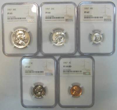 Gorgeous 1957 NGC High Grade Proof Set, PR65 to PR68, PF65 to PF68 - Image 1 of 2