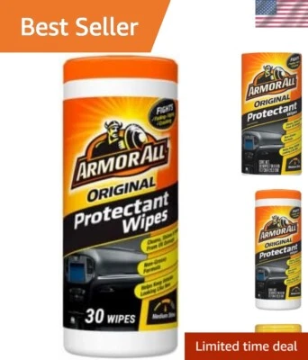 30 Count Non-Greasy Armor All Wipes – Ultimate UV Defense for Vehicle Interiors - Image 1 of 4